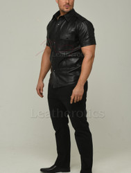 Police uniform leather shirt - front