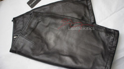 Black Leather Mini Skirt with Slit - Product image without model