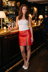 Red Leather Skirt Classic Design - Lifestyle 2