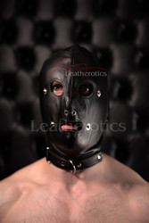 Leather Bondage Hood Detachable 1