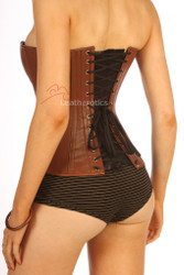 Womens Classic Leather English Corset steel boned back look
