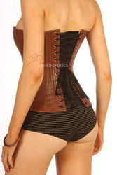Womens Classic Leather English Corset steel boned back look