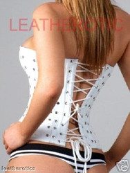 Leather White Studded Corset - Back View