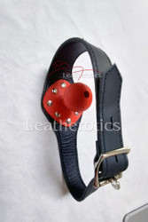 Leather bal gag in red colour 2