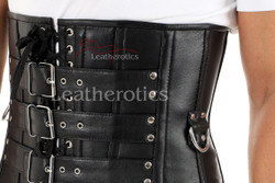Black Leather Men's Corset Details