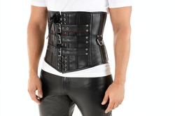 Black Leather Men's Corset