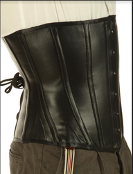 Mens Leather Corset details, corsets for men, tummy control