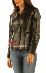 Made to Measure Ladies Leather Blazer Jacket Classic
