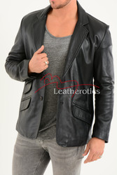 Mens Leather Blazer Jacket