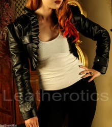 leather bolero top - front view