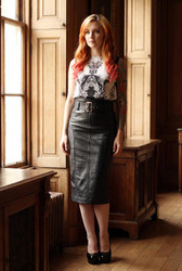 High Waisted Leather Skirt - Lifestyle 1
