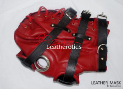 Red Full Grain Leather Mask hood soft supple M6 image 4