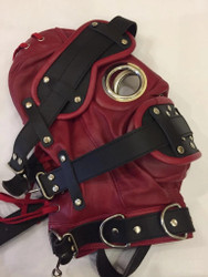 Red Full Grain Leather Mask hood soft supple M6