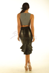  Black Fishtail Skirt Leather - Back View