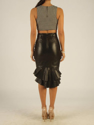 Black Fishtail Skirt Leather - Back