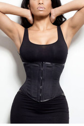 Steel boned cotton corset waist belt UK front view