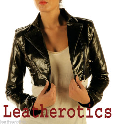 Ladies Leather High Waisted Short Jacket M85 image 2