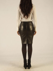 Black Leather Pencil Skirt - Back