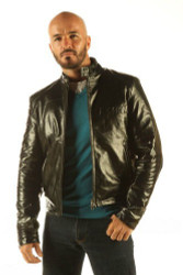 shiny leather jacket