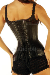 Cupless Leather Edwardian Corset - Back View