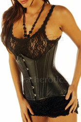 Cupless Leather Edwardian Corset - Front View