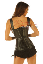 Steel boned Back Lacing leather corset