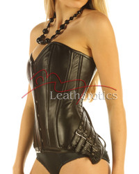 Black Leather Corset for Women - side