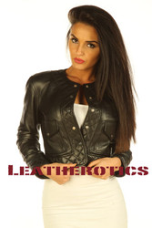 Unique leather cropped jacket - closed front, Leatherotics