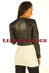 Cool high waisted leather jacket - back