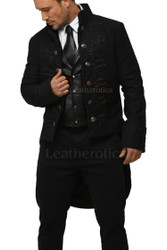 Long Tailcoat Jacket with Embroidery - front