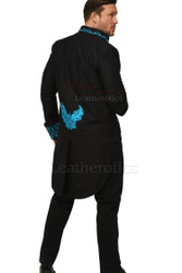 Long Tailcoat Jacket with Blue Embroidery - back