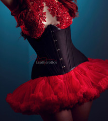Black Cotton Underbust Cupless Corset