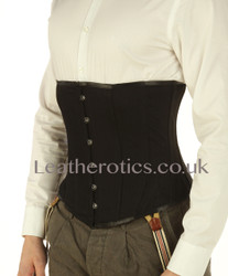 Steel-boned corset for men in Black cotton