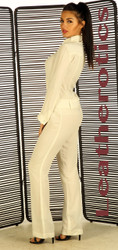 White nude linen cotton Jumpsuit pic 1
