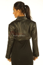 Ladies Leather Top Bolero with long sleeves pic 2