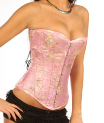 steel boned Light Pink Corset - front