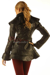 ruffle leather jacket - back
