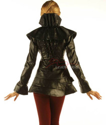 ruffle leather jacket - back view