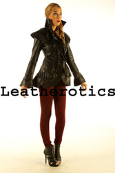 ruffle leather jacket - front zoomed out
