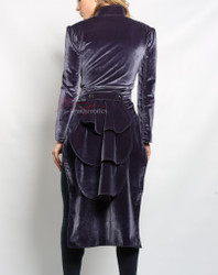 victorian steampunk velvet ladies jacket-purple colour (back view)