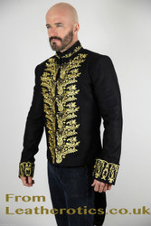 Men's Tail coat Victorian jacket Top Gold side