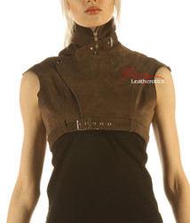 Suede Leather High Waisted Short Waist Coat image 2