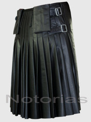 soft leather made men's leather kilt - front