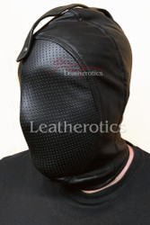 Perforated leather hood in black