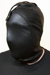 Perforated leather hood in black