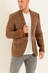 Men's Brown Velvet Blazer