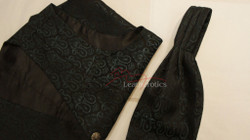 Men's Waistcoat dark olive Brocade