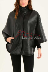 Ladies Fine Leather Cape With Fur Lining 3