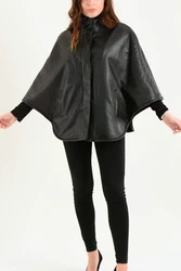 Ladies Fine Leather Cape With Fur Lining 1