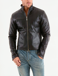 Men's Black Leather Jacket Cowhide